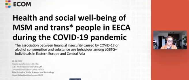 Next to the title is a picture of Nikolay Lunchenkov, MD, M.Sc. giving a virtual presentation wearing a headset